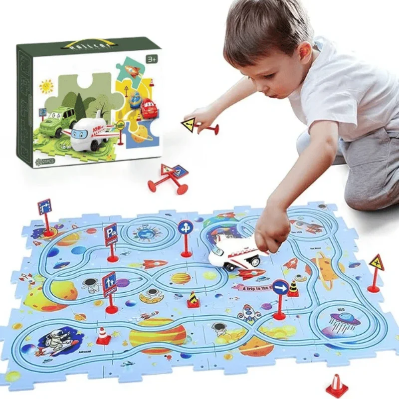 Board Game Race Track - Educatieve Puzzel Kinderen Track Auto Kinderen