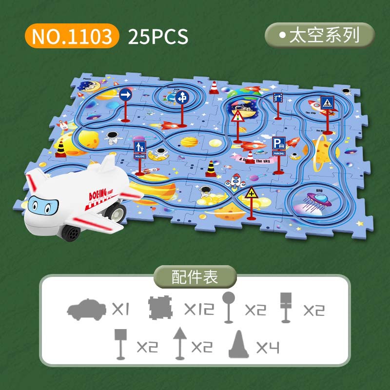 Board Game Race Track - Montessori elektrische treinwagon racebaan speelset kinderpuzzelspeelgoed