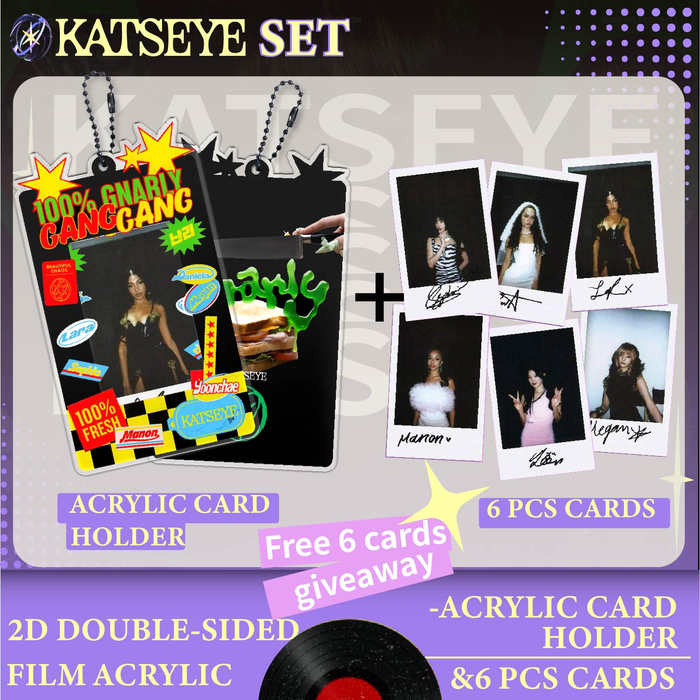 Card Sleeves Protector - KATSEYE Set, Acryl Fotokaarthouder met 6