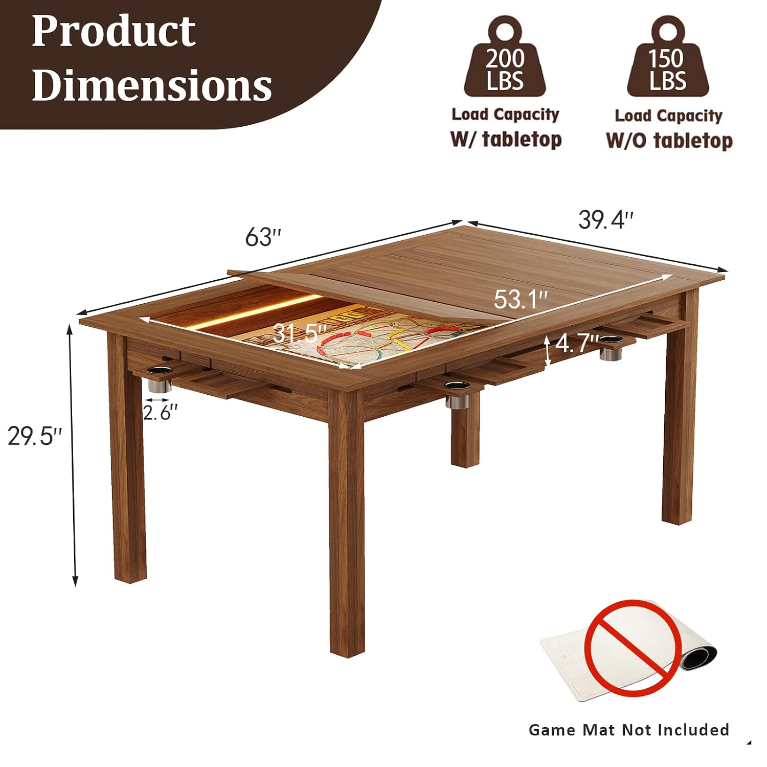 Walnoot Bordspel Tafel met RGB - Board Game Cafe recensie en prijs