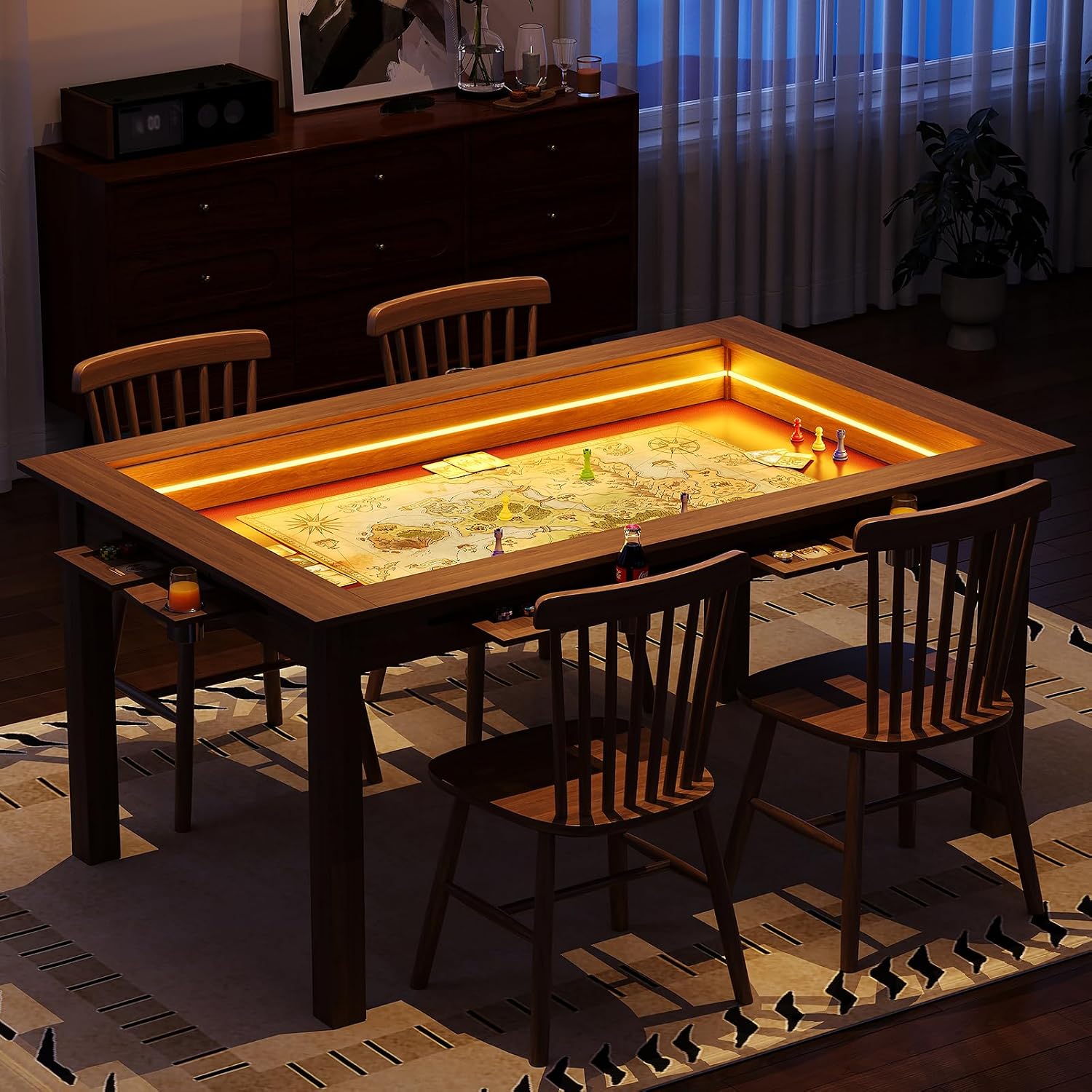 Walnoot Bordspel Tafel met RGB - Board Game Cafe recensie en prijs